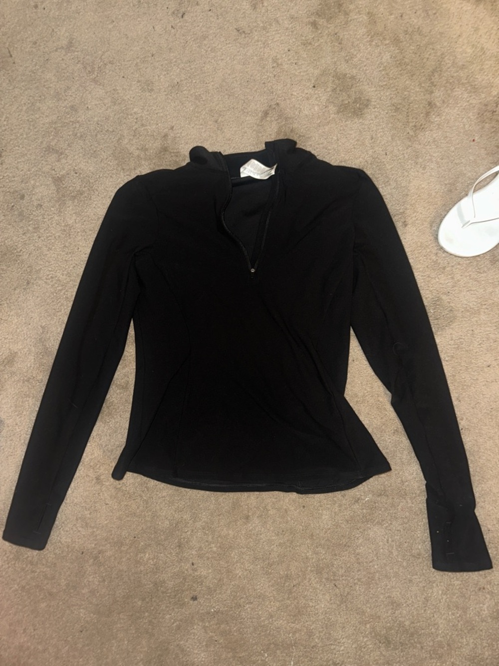 ALO Yoga Black Long-Sleeve Half-Zip Mock Neck Top